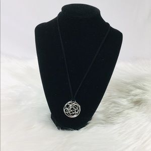 Silver pendant with suede chain necklace